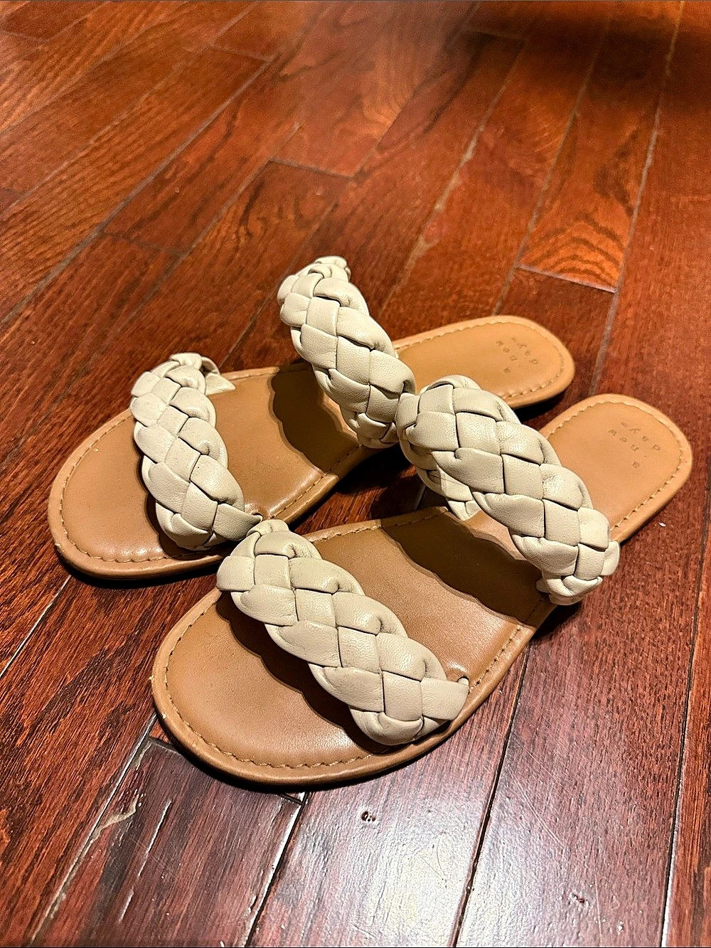 A New Day Braided Double-Strap Slide Sandals in Cream